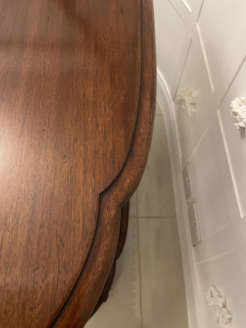 Large Antique Mahogany Oval Shaped Freestanding Serving/Console Table - Image 4